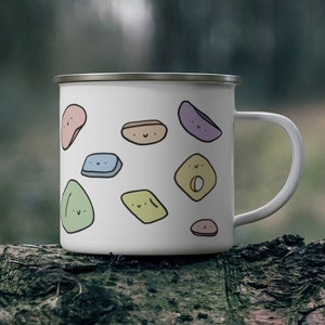 Climbing Holds Colorful Enamel Campfire Mug 12 oz, Rock Climbing, Bouldering, Camping Mug, Coffee Cup, Backpacking, Campfire, Climber image 1