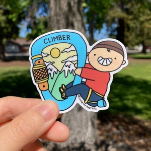 Lil Climber Dude Climbing Sticker: vinyl sticker, rock climber sticker, gift for climbers, rock climbing, sticker for water bottle