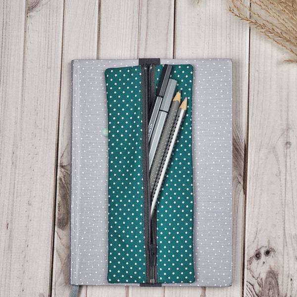 Pencil case for notebooks, calendars or bullet journal in A5, pen holder for calendars, pencil case with elastic band, university, office, school