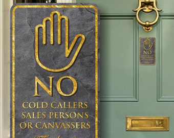 No Cold Callers Calling Door Sticker Sales Persons or Canvassers Religious Unwanted Callers Sales Door to Door Vinyl Waterproof Weatherproof
