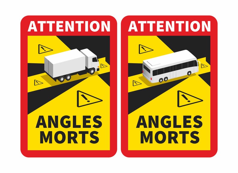 French Blind Spot Attention Angles Morts Magnetic Magnet Signs ...