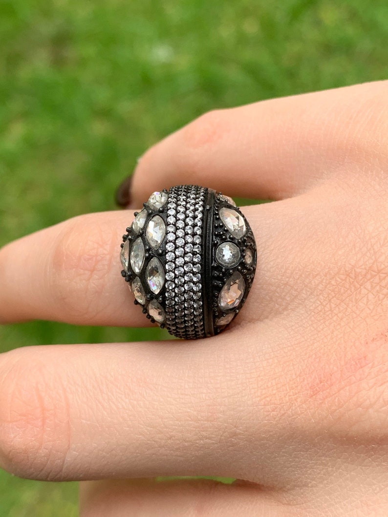 For women Tumbled Diamond Ring Zircon Gemstone Jewelry gifts for her 925 sterling silver Zircon Ring