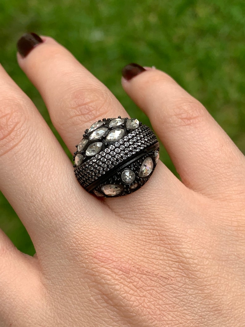 For women Tumbled Diamond Ring Zircon Gemstone Jewelry gifts for her 925 sterling silver Zircon Ring