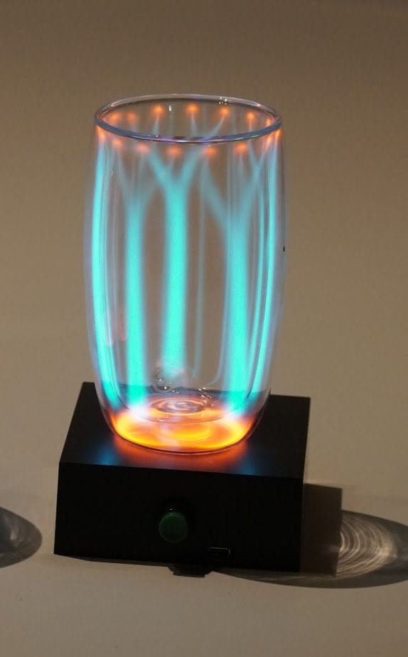 Neon Glass Plasma Mug Lamp With Wireless Tesla Coaster One Etsy