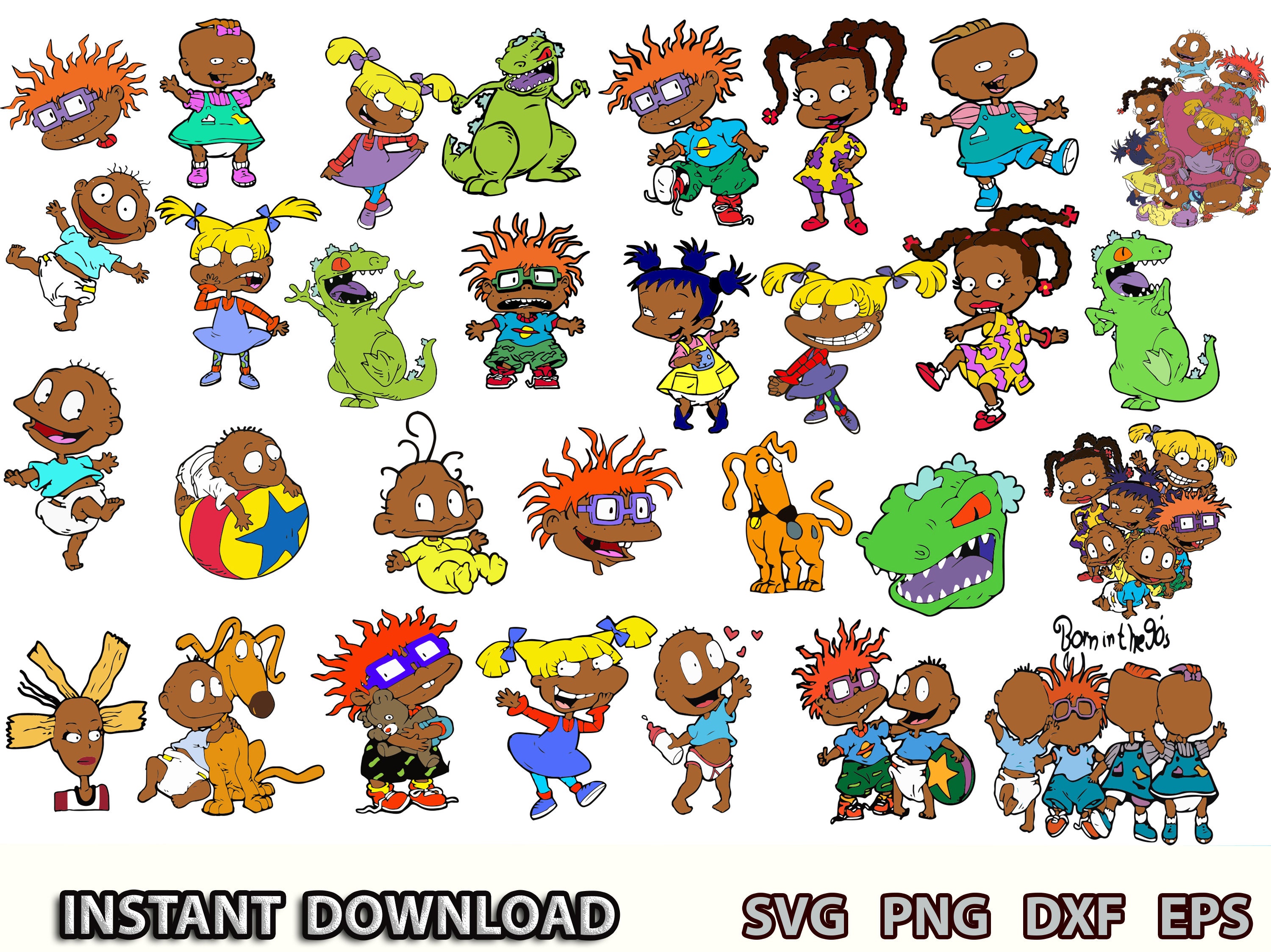 African American Rugrats Baby Svg Cartoon Bundle Svg Tommy | Etsy