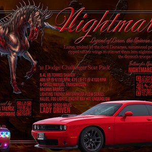 CUSTOM Metal Car Show Display Board Show Board Engine Specs Modifications Aesthetic & Visual Mods