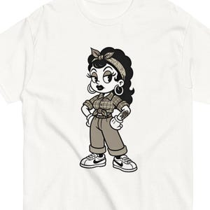 Chola Cartoon T-Shirt - Latina Streetwear Graphic Tee - Lowrider Style Vintage Chola Girl Shirt | Chicano Chicana | Unisex Tee