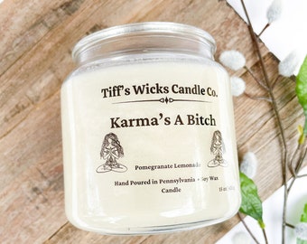 Karma's A Bitch Candle Funny Candles Holistic Candle Spiritual Candle Curse Words Funny Candle Labels