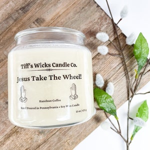 Jesus Take The Wheel Candle Religious Candle Funny Religious Gift Candles With Sayings Prayer Candle image 1