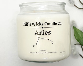Aries Candle Zodiac Candle Handmade Candle Astrology Gift Best Friend Gift Soy Candle Vanilla Candle