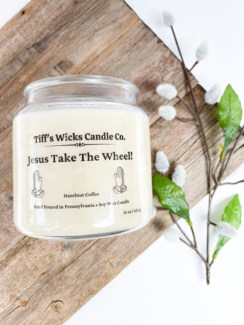 Jesus Take The Wheel Candle Religious Candle Funny Religious Gift Candles With Sayings Prayer Candle image 1