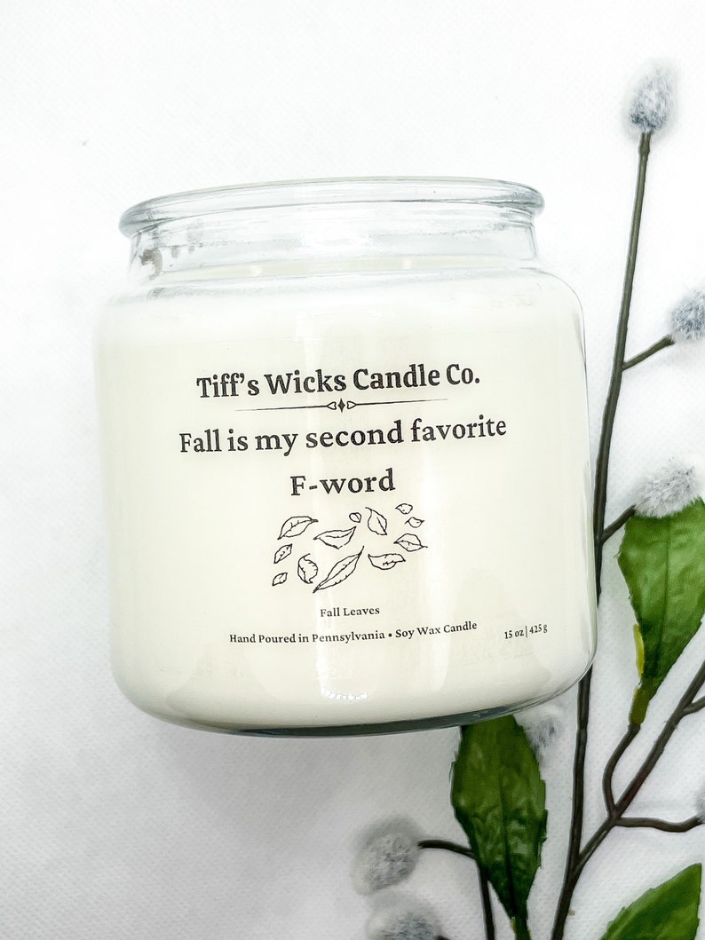 Fall Is my second favorite F-Word Fall Candle Fall Scented Candle Holiday Candle Curse Word Candle image 1