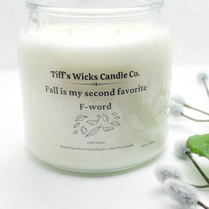 Fall Is my second favorite F-Word Fall Candle Fall Scented Candle Holiday Candle Curse Word Candle image 2