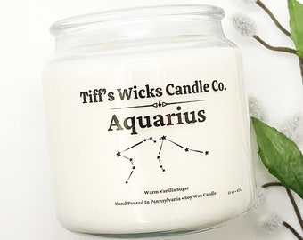 Aquarius Zodiac Candle Zodiac Candle Aquarius Candle Star Sign Candle Astrology Star Sign