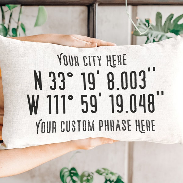 Latitude Longitude Pillow Etsy
