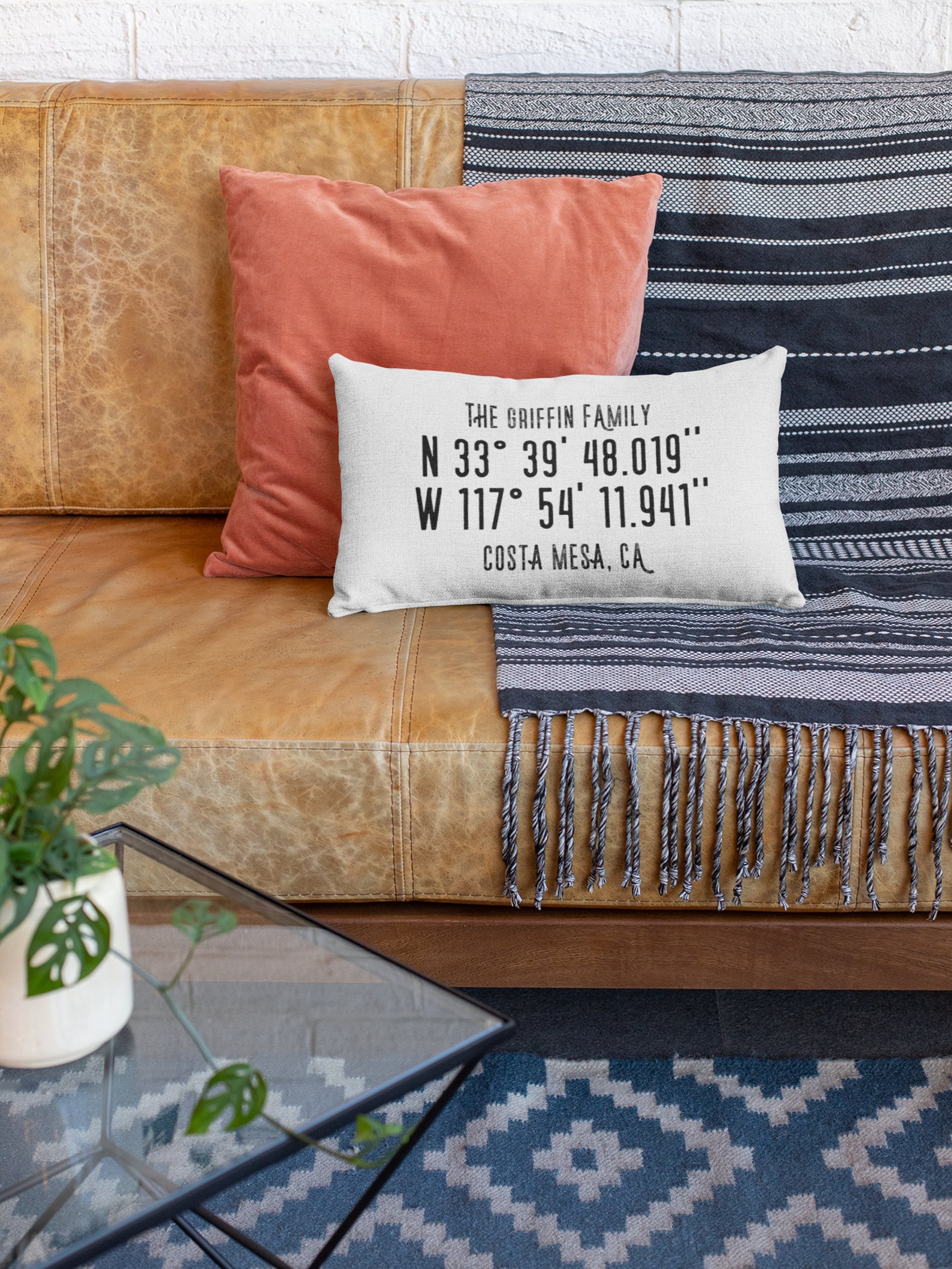 Personalized GPS Coordinates Pillow Custom Gift With Longitude and