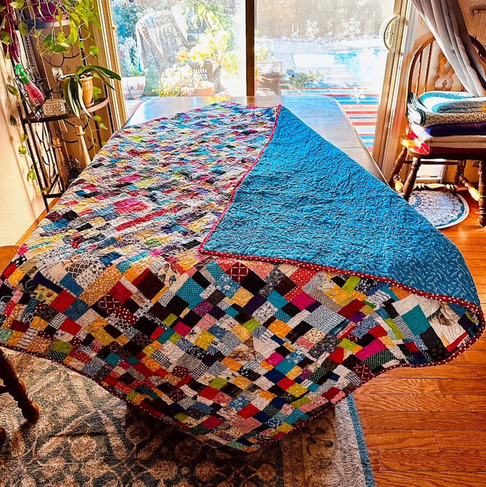 NEW Handmade Scrap Quilt Large Throw or Small Single Bed Patchwork