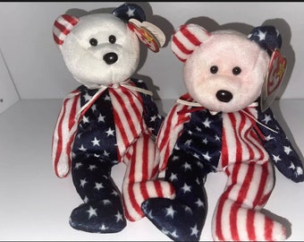 Auténtico, raro y retirado peluche Ty Beanie Baby - ¡Lentejuelas! Con cara blanca o rosa.