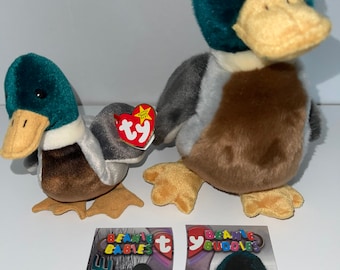 Auténtico y raro Beanie Baby y Buddy de Jake, el pato real