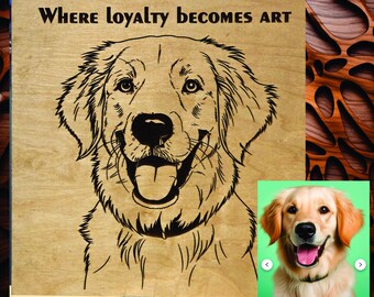 Retrato de mascota personalizado grabado con láser en madera de abedul, regalo personalizado