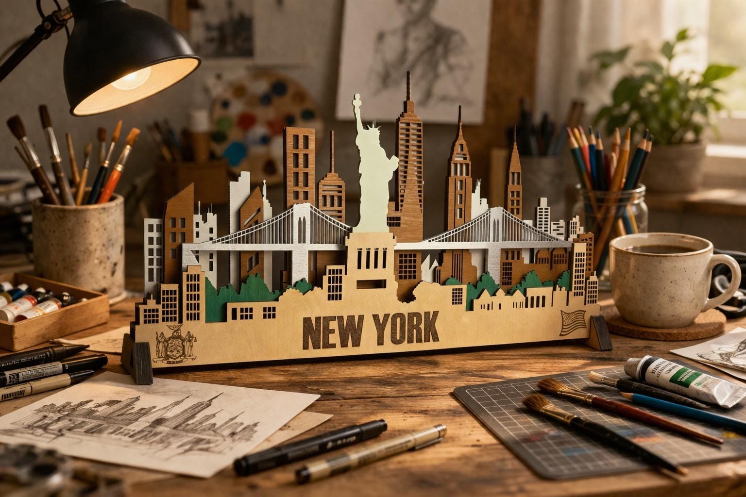 3D LED New York Skyline – Layered Wood Cityscape Wall Art Sign - Etsy