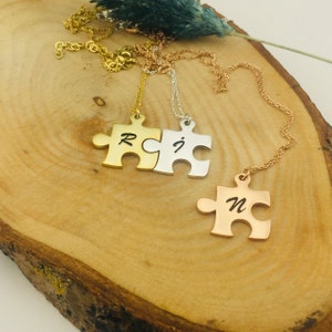 Collar de rompecabezas de letras personalizado de plata, Colgante y collar de rompecabezas, Collar personalizable en 3 opciones de color