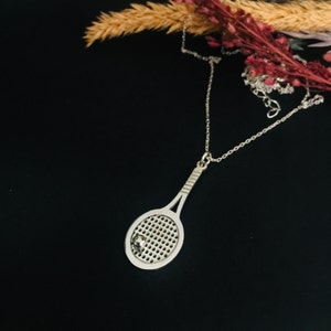 925 Sterling Silver Tennis Racket Pendant and Necklace, Gift for Tennis and Sports Lovers