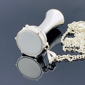 925 Sterling Silver Darbuka | Tomtom | Hand Drum| Tamborine Pendant and Necklace, Silver Gift for Musicians, Music Lovers