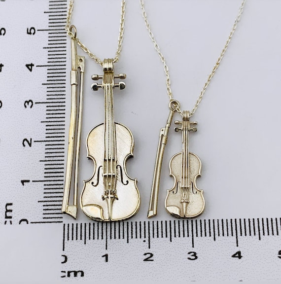 Collar con colgante de violín musical grande para mujer, collar de violín  musical, colgante de plata de ley con dije de música disponible en tamaños