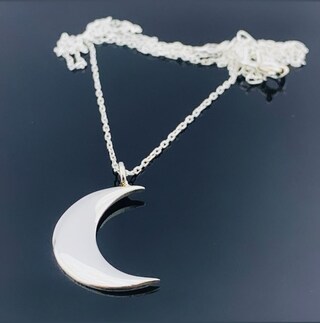 Collana Luna E Stelle In Argento 925 - Ciondolo Mezzaluna 20mm - Catena Regolabile 45+5 Cm - Gioiello Ipoallergenico Regalo Per Lei