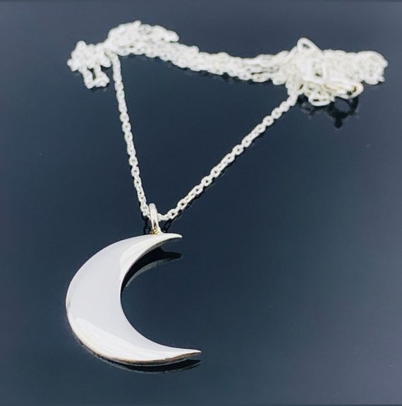 Collana Luna E Stelle In Argento 925 - Ciondolo Mezzaluna 20mm - Catena Regolabile 45+5 Cm - Gioiello Ipoallergenico Regalo Per Lei