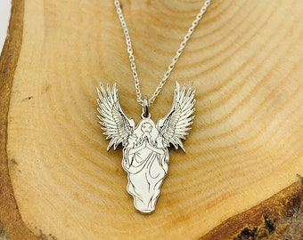 Ángel de la guarda, collar de plata con ángel alado