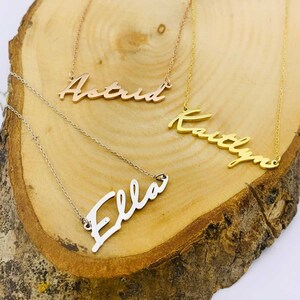 Collar de plata de nombre escrito a mano personalizado con 3 opciones de color, regalo personalizado