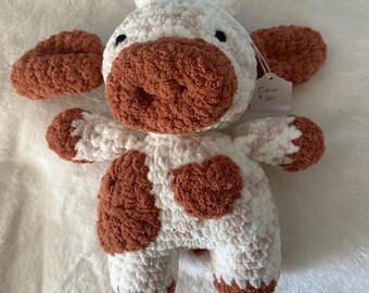 Handmade Crochet Speckle Cow | Amigurumi Plush Stuffed Animal Toy