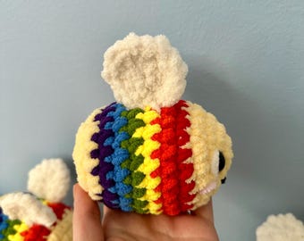 Handmade Crochet Rainbow Pride Bees | Amigurumi Plush Stuffed Animal Toy