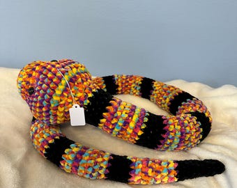 Handmade Crochet Jumbo Rainbow Snake | Amigurumi Plush Stuffed Animal Toy