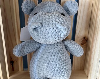 Handmade Crochet Hippo | Amigurumi Plush Stuffed Animal Toy