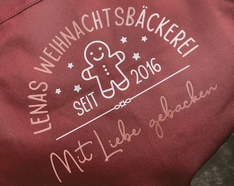 Personalisierte Kinderbackschürze "Weihnachtsbäckerei" | Kinderschürze | Backschürze Weihnachten | mit Namen und Geburtsjahr |  Geschenkidee