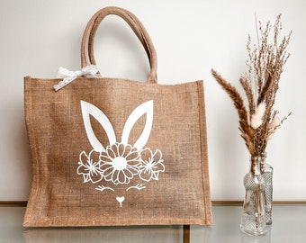 Personalisierte Jute-Geschenktasche für Ostern | Osterhase | Ostergeschenk mit Namen personalisiert