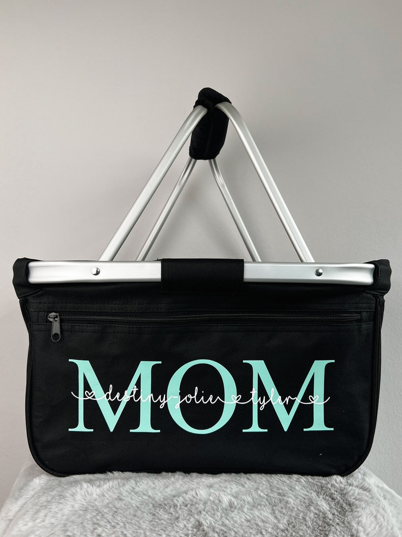 Personalisierter EinkaufskorbKorb mit MOM Kindernamen und geburtsdatenGeschenk für Mama, Muttertag, Oma Bild 2