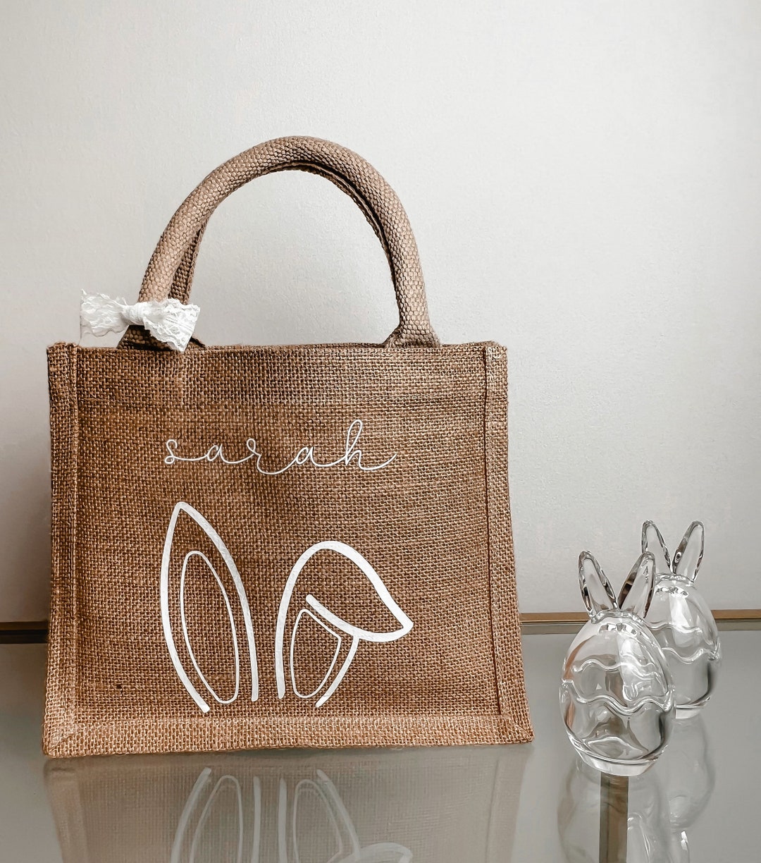 Personalized Jute Gift Bag Easter Rabbit Ears Easter Gift Personalized ...
