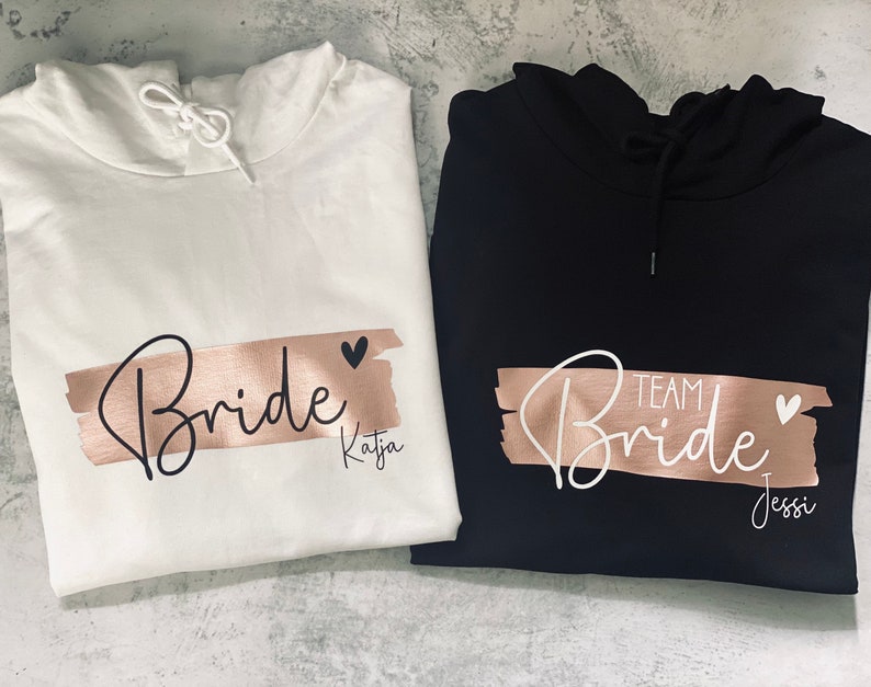 Personalisierte JGA Hoodies Junggesellinnenabschied Pulli Bride & Team Bride Geschenk Braut, Brautjungfern Team Braut Bild 2