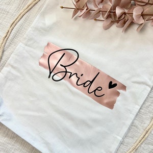 Personalisierte JGA Beutel Junggesellinnenabschied Turnbeutel Bride & Team Bride Hochzeit JGA Geschenk Braut Brautjungfern Bild 3