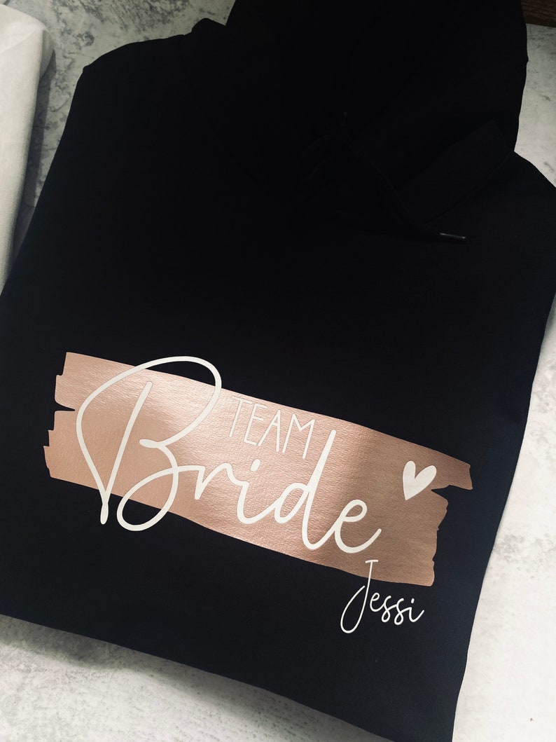 Personalisierte JGA Hoodies Junggesellinnenabschied Pulli Bride & Team Bride Geschenk Braut, Brautjungfern Team Braut Bild 7