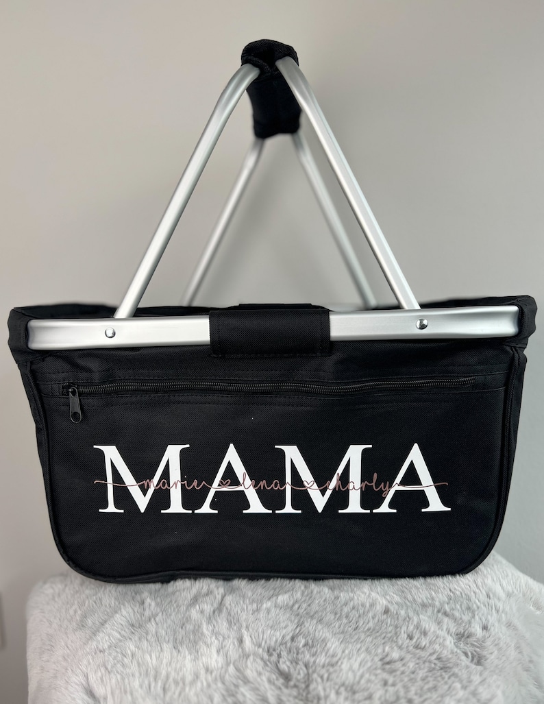 Personalisierter EinkaufskorbKorb mit MOM Kindernamen und geburtsdatenGeschenk für Mama, Muttertag, Oma Bild 3