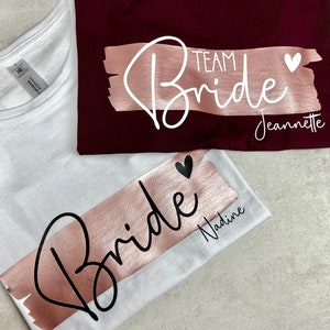 Personalisiertes JGA Shirt Bride & Team Bride Junggesellinnenabschied Shirt Hochzeit Geschenk für die Braut Brautjungfern Trauzeugin Bild 6