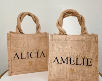 Personalized Jute Bag | Jute shopper "mini" + personalized with name | Partner look Mommy + Mini | Gift bag children