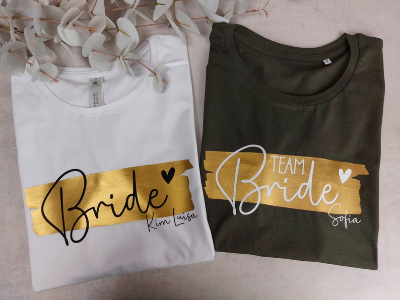 Personalisiertes JGA Shirt Bride & Team Bride Junggesellinnenabschied Shirt Hochzeit Geschenk für die Braut Brautjungfern Trauzeugin Bild 8