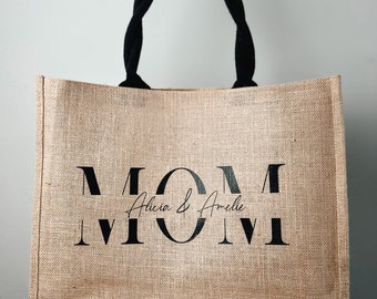 Personalisierte Jute-Tasche für Mamas | Jute-Bag Mombag | Jute Shopper & Geschenktasche für den Muttertag oder zur Geburt