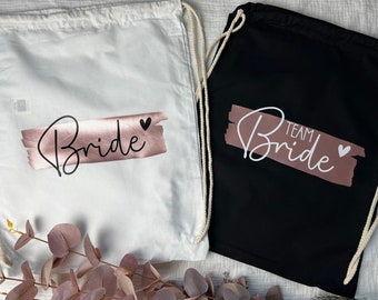 Personalisierte JGA Beutel | Junggesellinnenabschied | Turnbeutel | Bride & Team Bride | Hochzeit JGA Geschenk Braut Brautjungfern